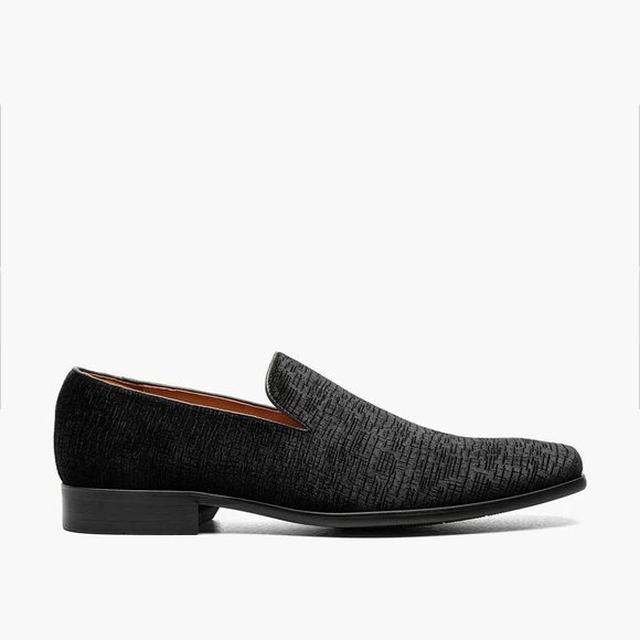 Bashwood Handmade Black Fabric Shoes With Leather Bottom
